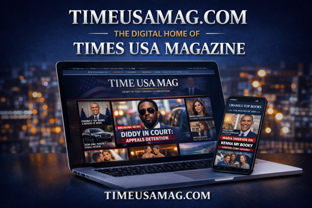 Timeusamag.com homepage displaying breaking news and featured stories