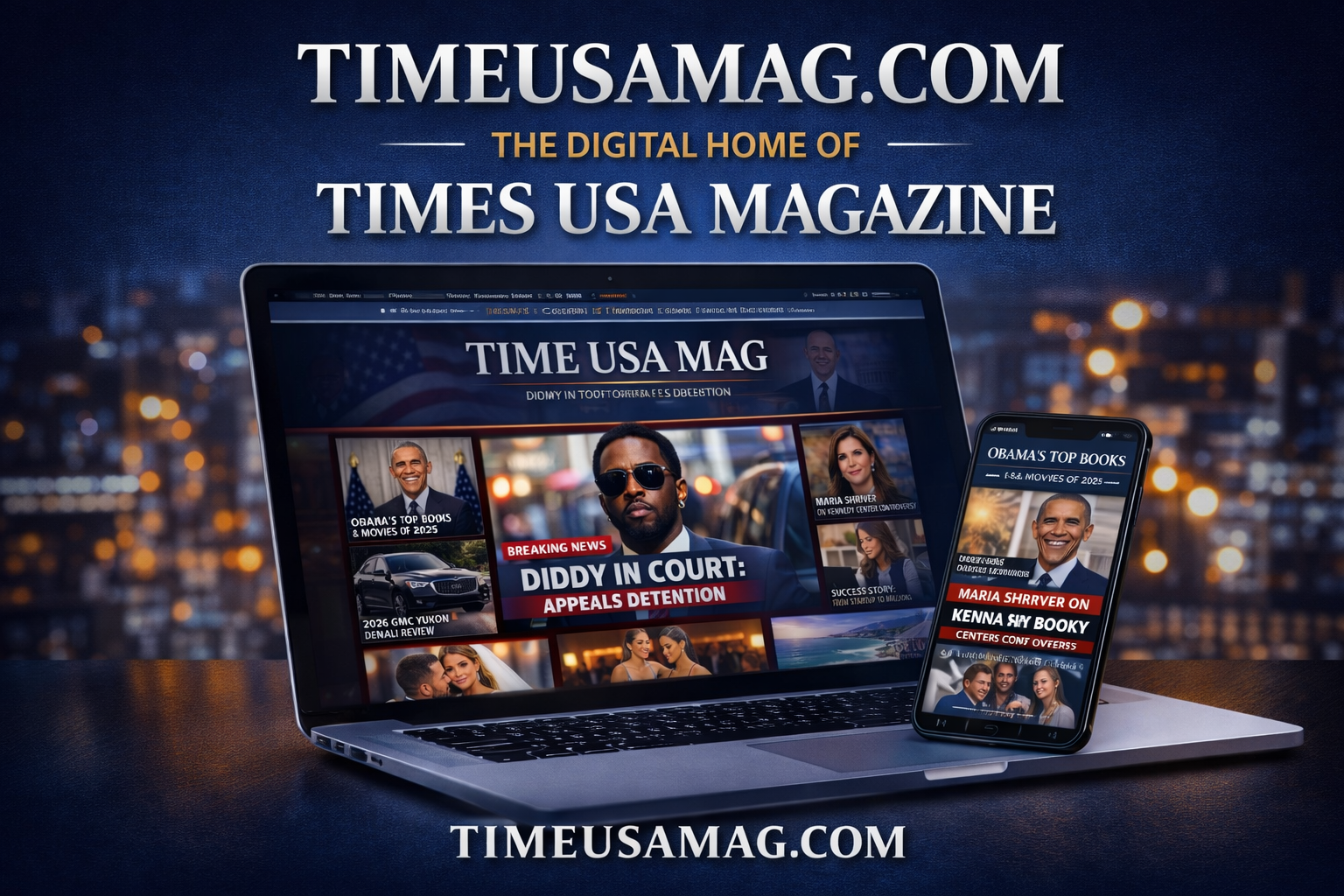 Timeusamag.com homepage displaying breaking news and featured stories